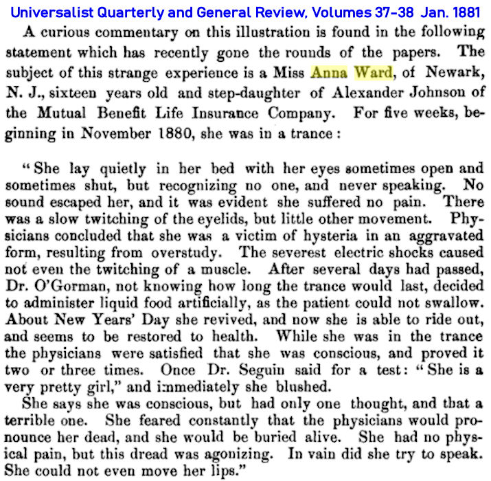For Five Weeks She was in a Trance
Universalist Quarterly and General Review, Volumes 37-38
January 1881
