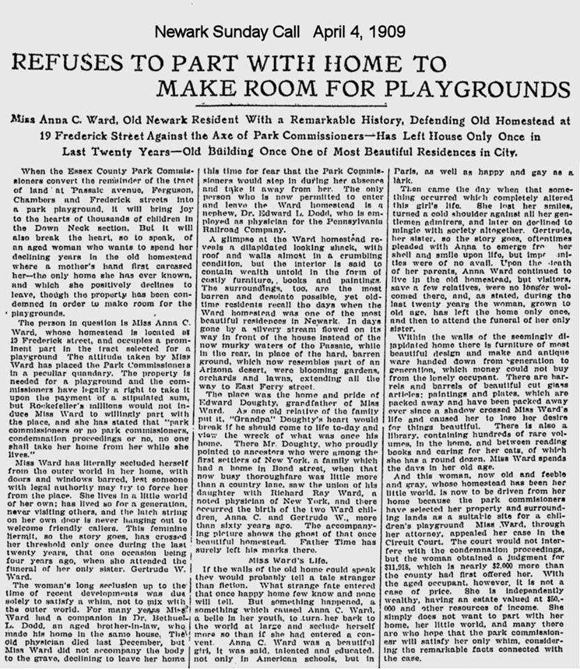 Refuses to Part with Home to Make Room for Playgrounds
April 4, 1909
