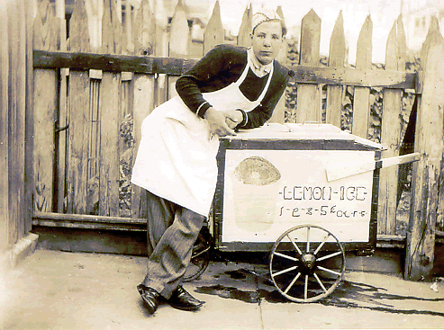 Lobue, Philip
Photo from Jennie Lieberum
This is a photo of my Uncle, Philip Lobue, with his Lemon Ice cart. The photo was taken in Newark in the early 1930's. My uncle was born in 1915 and was in his mid teens in the picture. My family lived on Fairmount Ave and also on South 6th street. We left Newark around 1961.
