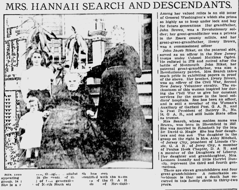 Mrs. Hannah Search and Descendants

