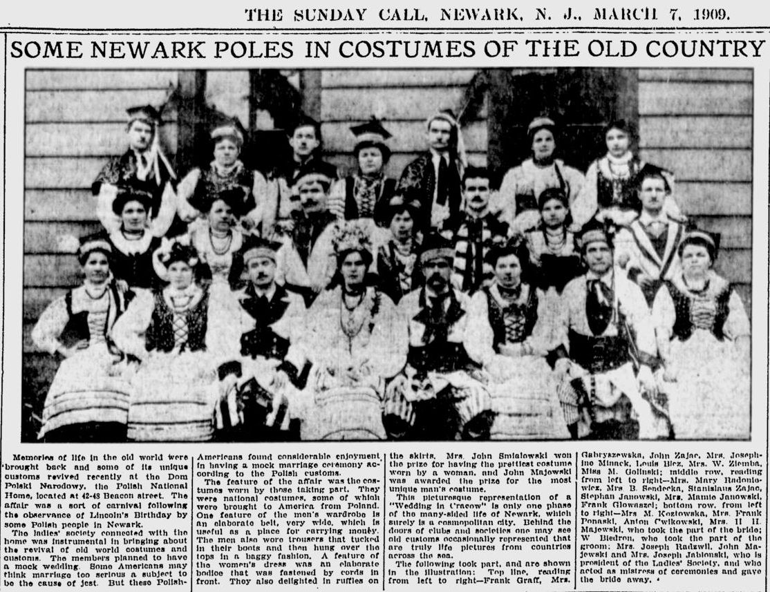 Some Newark Poles in Costumes of the Old Country
March 7, 1909
