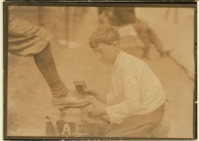 Charlie, ten year old shiner, Newark, N.J. August 1, 1924.
Reproduction Number: LC-DIG-nclc-04058 (color digital file from b&w original print) 
Repository: Library of Congress Prints and Photographs Division Washington, D.C. 20540 USA
