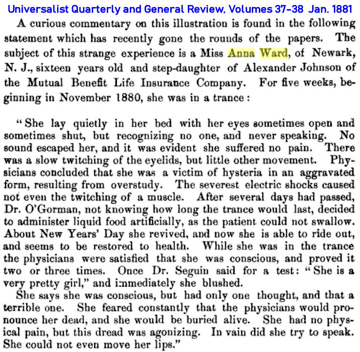 For Five Weeks She was in a Trance
Universalist Quarterly and General Review, Volumes 37-38
January 1881
