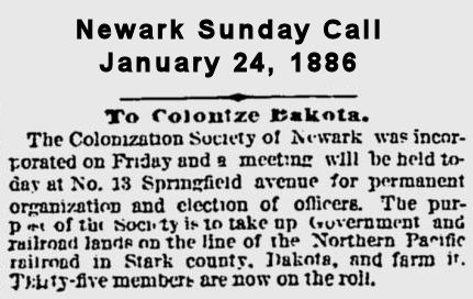 To Colonize Dakota
January 24, 1886
Newark Sunday Call
