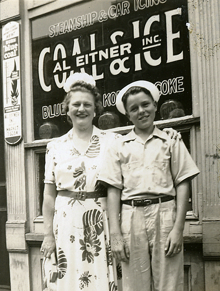 Eitner, Harriet Brown & son Dan Jr.
In front of Eitner Coal & Ice

Photo from Dan Eitner
