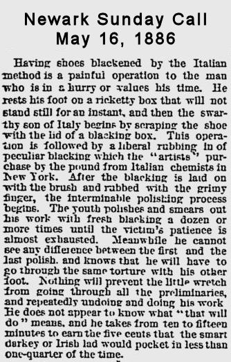 Having Shoes Blackened by the Italian Method
May 16, 1886
Newark Sunday Call
