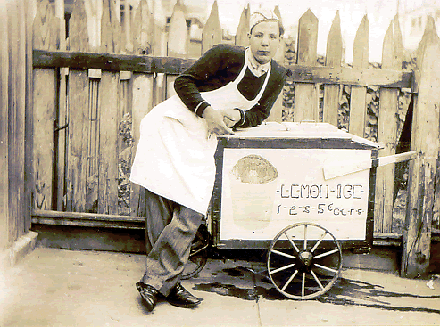 Lobue, Philip
Photo from Jennie Lieberum
This is a photo of my Uncle, Philip Lobue, with his Lemon Ice cart. The photo was taken in Newark in the early 1930's. My uncle was born in 1915 and was in his mid teens in the picture. My family lived on Fairmount Ave and also on South 6th street. We left Newark around 1961.
