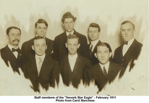 Star Eagle Staff Members February 1911
Second from right in the back row is George White. The front row, from the right is William A. Shea, second from right is Elgin Dilly.  If anyone knows any of the others please use the comment feature below and add the names.
Photo from Carol Marchese

